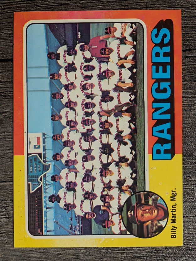 1975 Topps Mini #511 Texas Rangers CL/Billy Martin MG (EX)