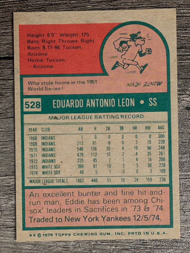 1975 Topps Mini #528 Eddie Leon (NM)