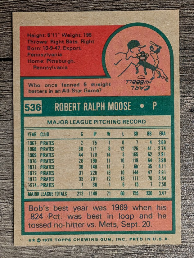 1975 Topps Mini #536 Bob Moose (NM)