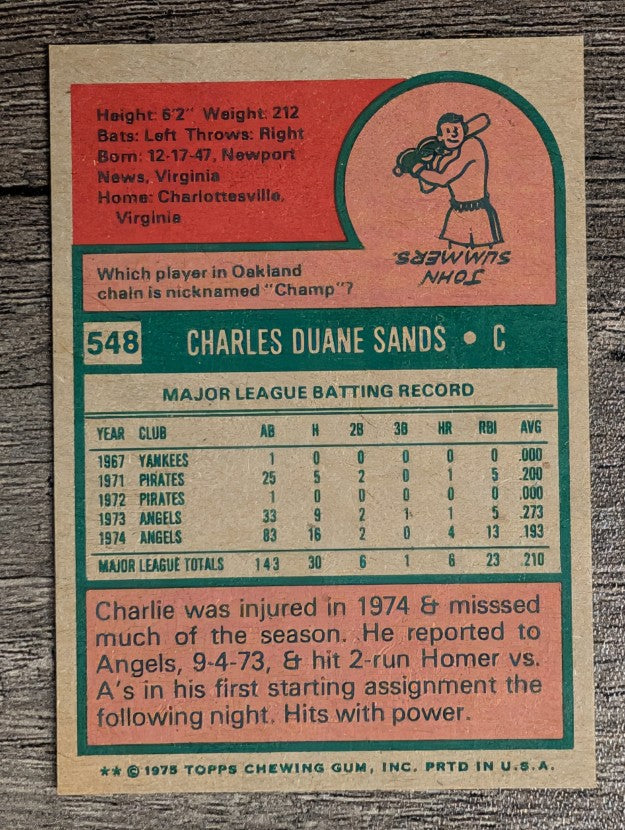 1975 Topps Mini #548 Charlie Sands (NM)
