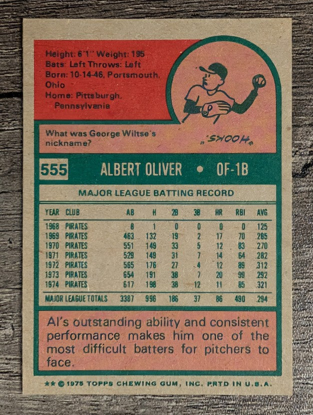 1975 Topps Mini #555 Al Oliver (NMMT)