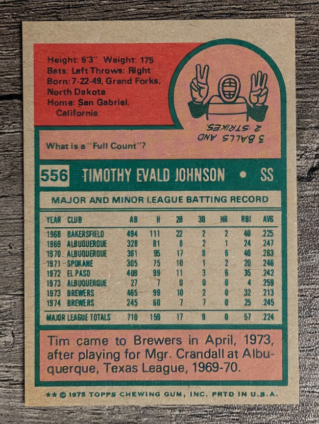1975 Topps Mini #556 Tim Johnson (NMMT)