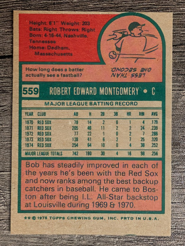 1975 Topps Mini #559 Bob Montgomery (EXMT)