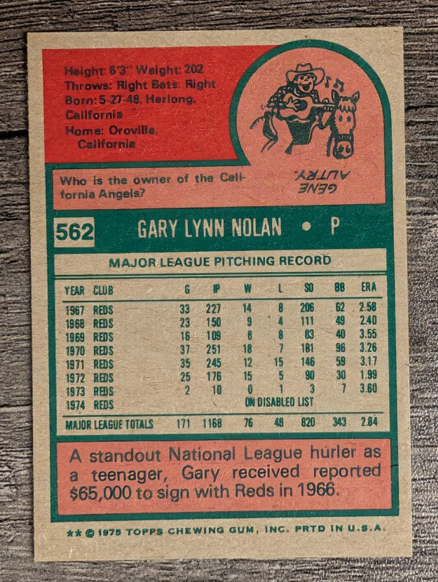 1975 Topps Mini #562 Gary Nolan (NMMT)