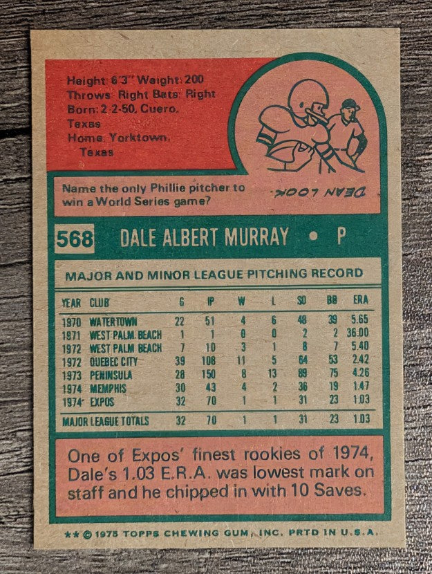 1975 Topps Mini #568 Dale Murray RC (NMMT)