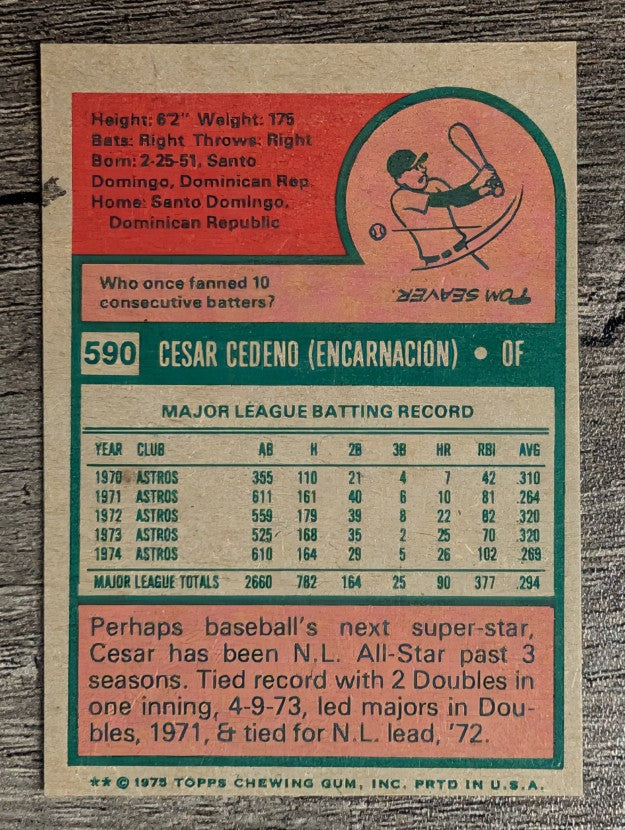 1975 Topps Mini #590 Cesar Cedeno (NM)