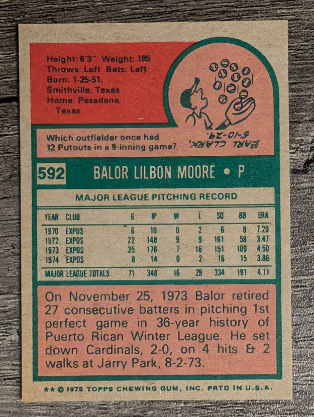 1975 Topps Mini #592 Balor Moore (EXMT)