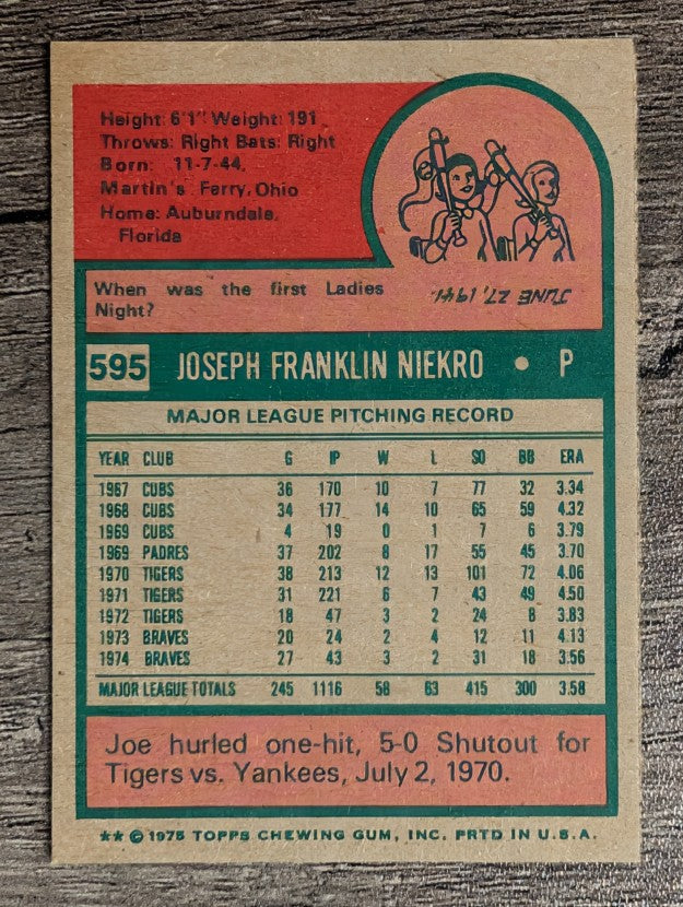 1975 Topps Mini #595 Joe Niekro (EXMT)
