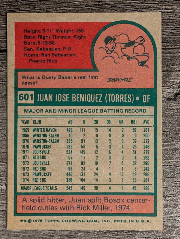 1975 Topps Mini #601 Juan Beniquez (NM)