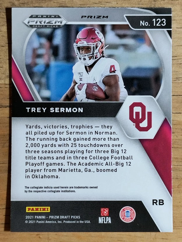 2021 Panini Prizm Draft Picks Prizms Red White and Blue #123 Trey Sermon
