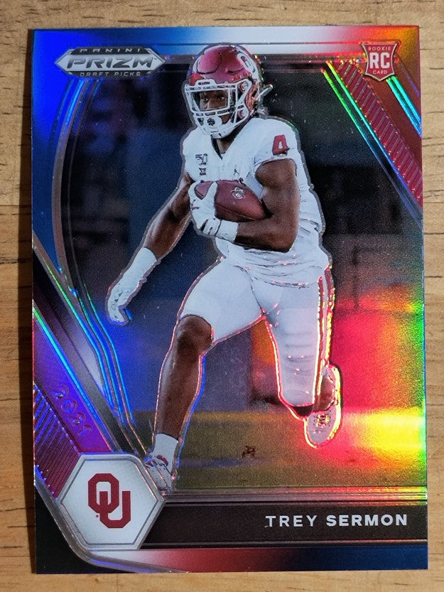 2021 Panini Prizm Draft Picks Prizms Red White and Blue #123 Trey Sermon