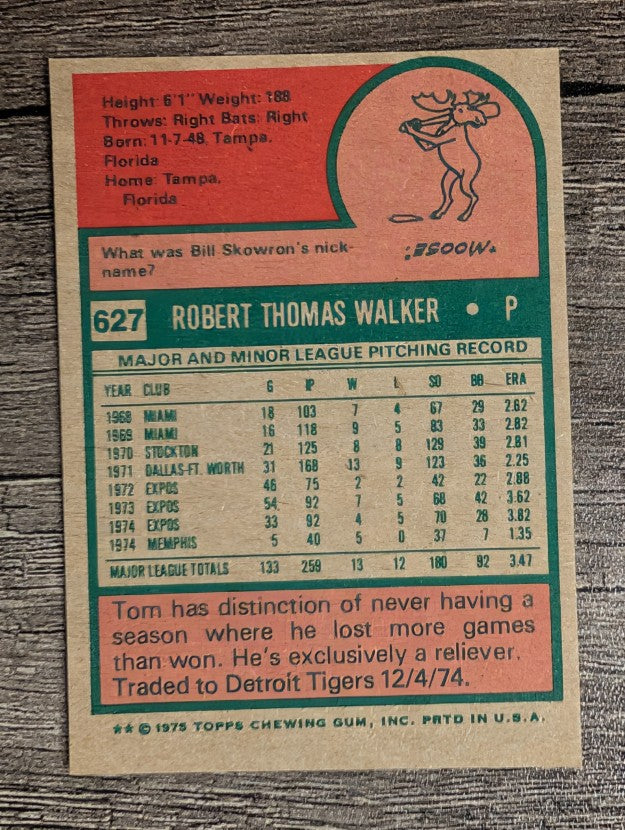 1975 Topps Mini #627 Tom Walker (EXMT)