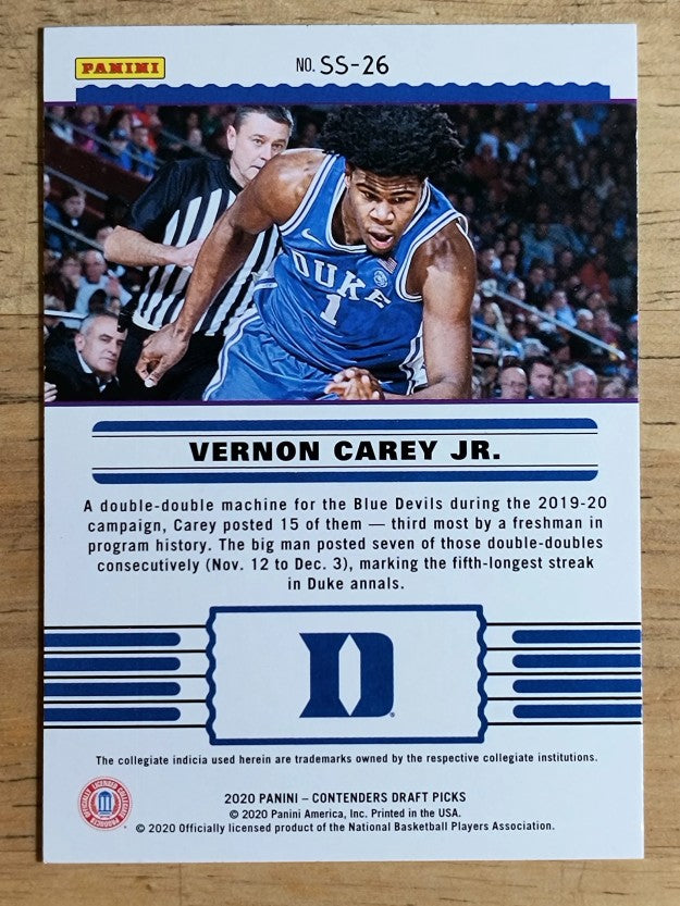 2020-21 Panini Contenders Draft Picks Front-Row Seats #26 Vernon Carey Jr.