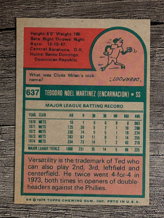 1975 Topps Mini #637 Ted Martinez (NM)