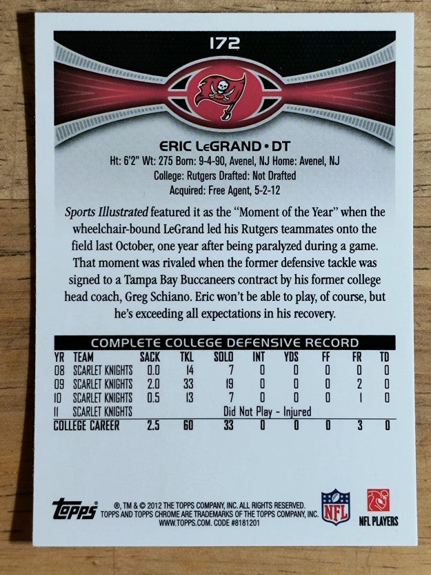 2012 Topps Chrome #172 Eric LeGrand RC