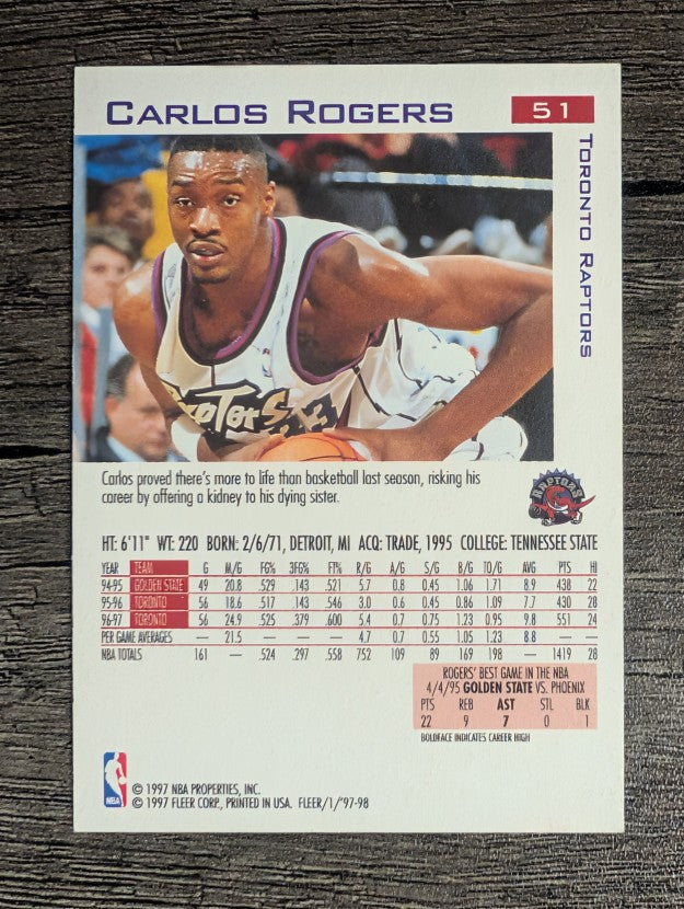 1997-98 Fleer #51 Carlos Rogers