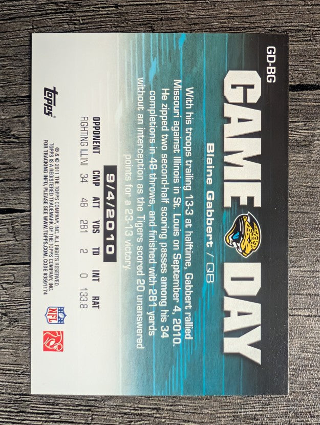 2011 Topps Game Day #GDBG Blaine Gabbert