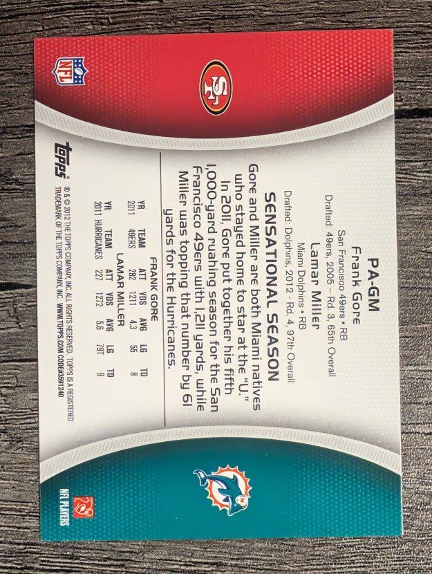 2012 Topps Paramount Pairs #PAGM Frank Gore/Lamar Miller