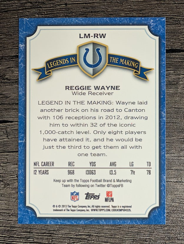 2013 Topps Legends In The Making #LMRW Reggie Wayne