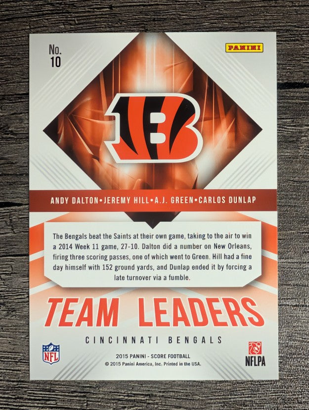 2015 Score Team Leaders Gold 10 A.J. Green/Andy Dalton/Carlos Dunlap/Jeremy Hill