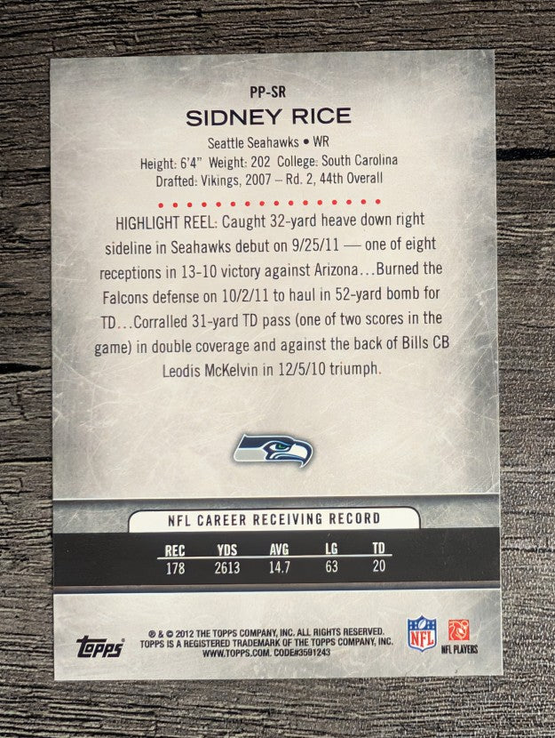 2012 Topps Prolific Playmakers #PPSR Sidney Rice