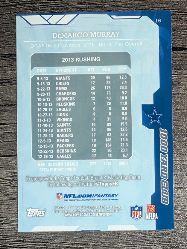 2014 Topps 1000 Yard Club #16 DeMarco Murray