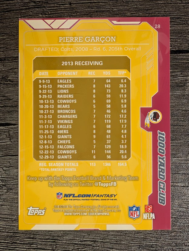 2014 Topps 1000 Yard Club #28 Pierre Garcon