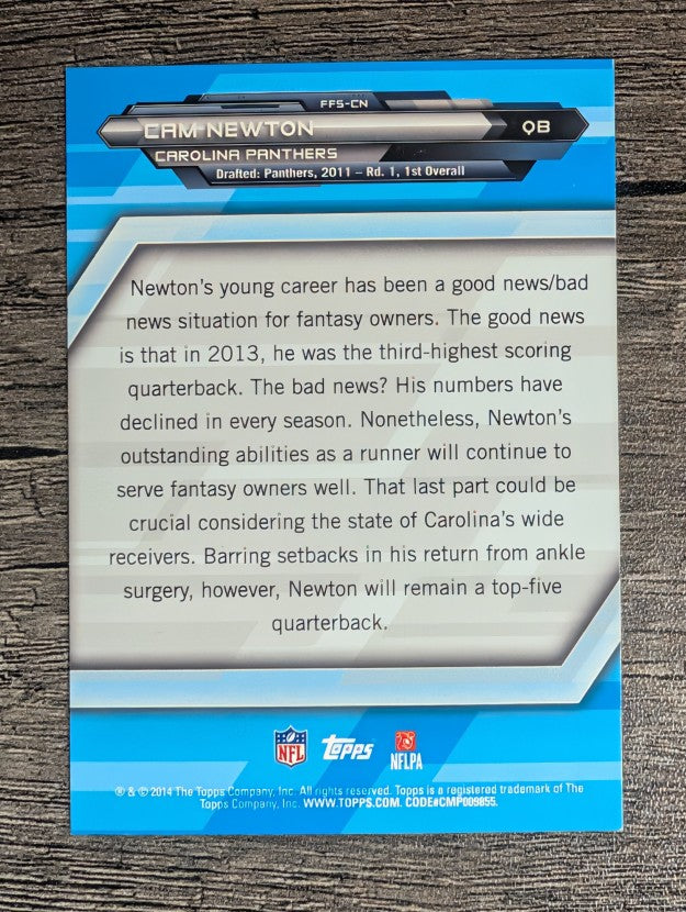 2014 Topps Fantasy Strategies #FFSCN Cam Newton