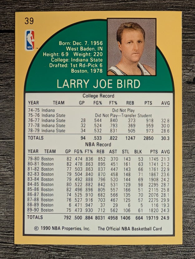 1990-91 Hoops #39 Larry Bird