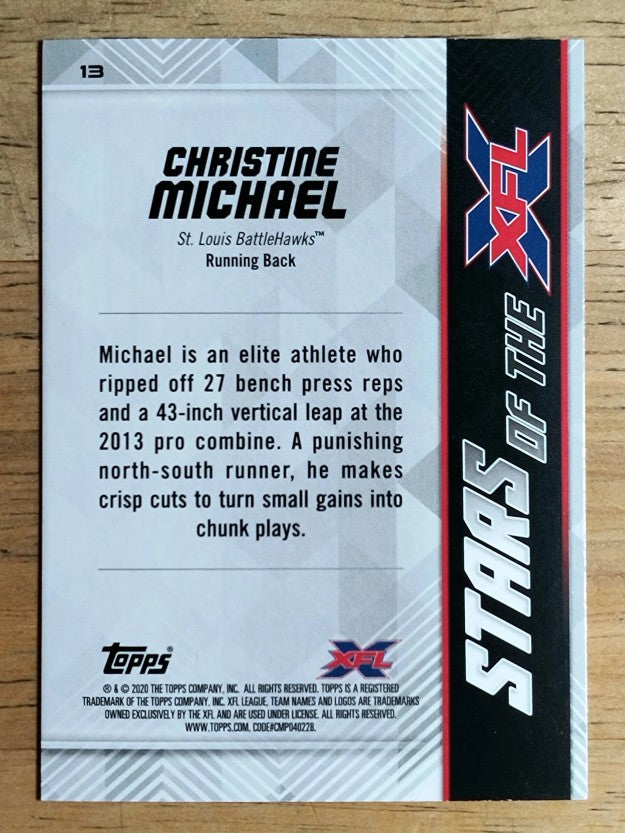 2020 Topps XFL Stars of the XFL #13 Christine Michael
