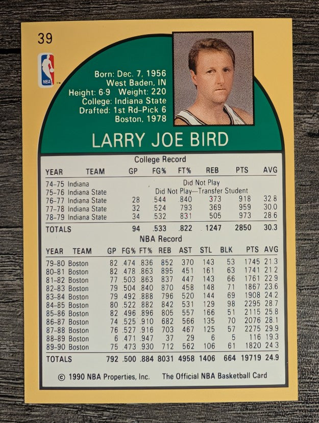 1990-91 Hoops #39 Larry Bird
