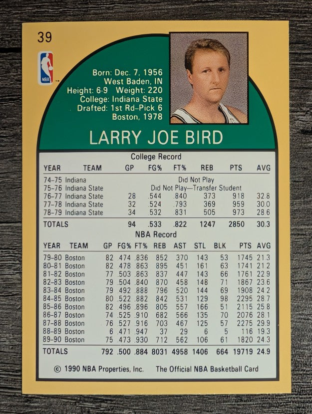 1990-91 Hoops #39 Larry Bird