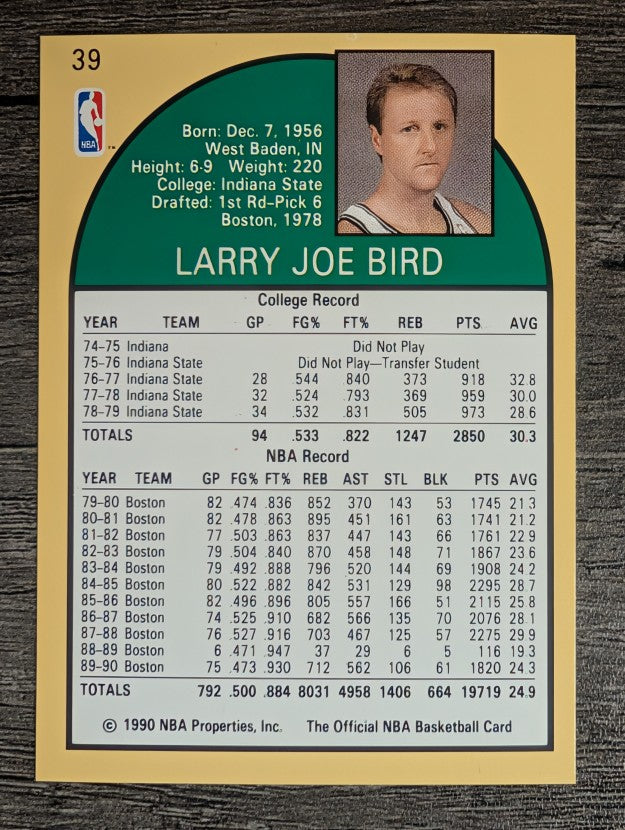 1990-91 Hoops #39 Larry Bird