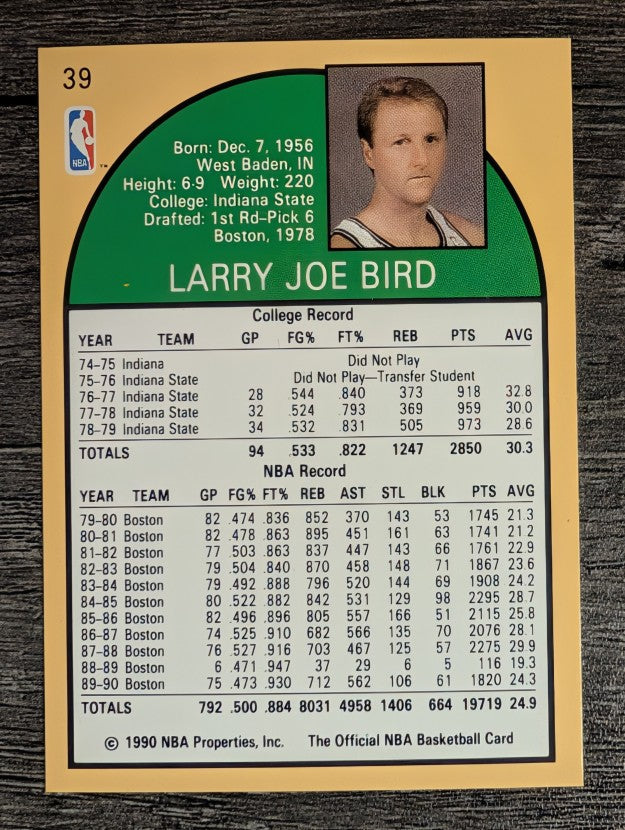 1990-91 Hoops #39 Larry Bird (NM)