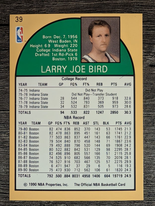 1990-91 Hoops #39 Larry Bird