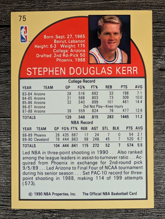 1990-91 Hoops #75 Steve Kerr