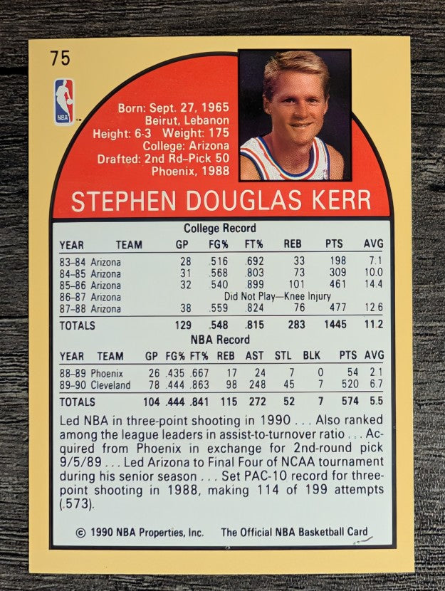 1990-91 Hoops #75 Steve Kerr