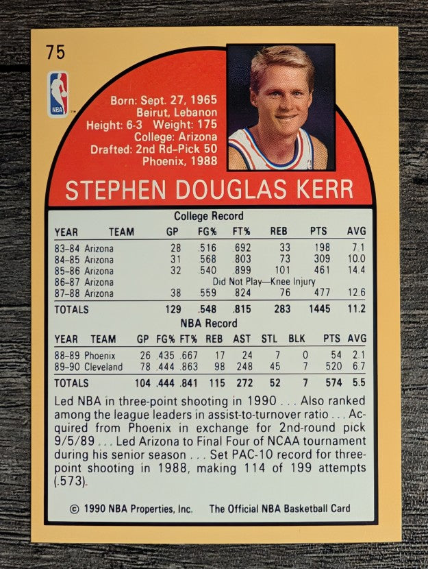 1990-91 Hoops #75 Steve Kerr