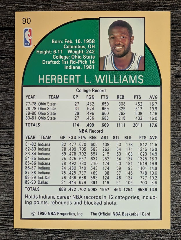 1990-91 Hoops #90 Herb Williams