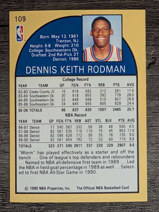 1990-91 Hoops #109 Dennis Rodman (NM)