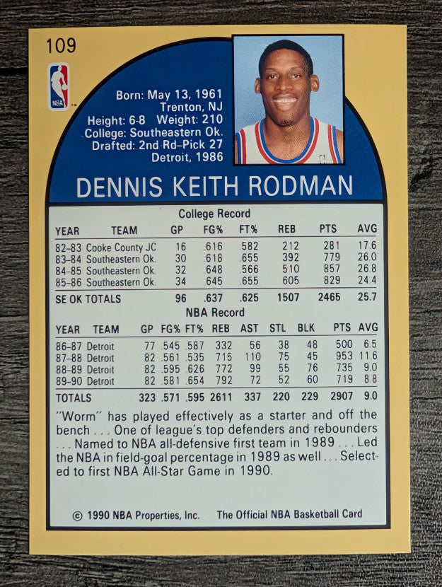 1990-91 Hoops #109 Dennis Rodman (NM)