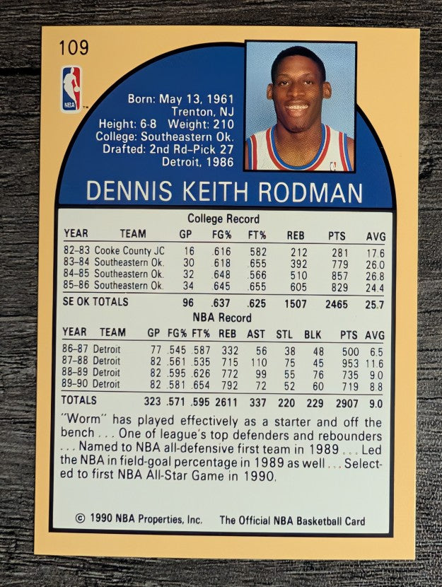 1990-91 Hoops #109 Dennis Rodman (NM)