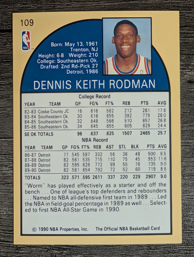 1990-91 Hoops #109 Dennis Rodman (NM)