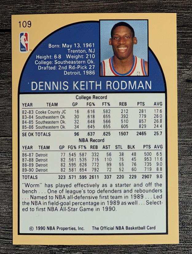 1990-91 Hoops #109 Dennis Rodman (NM)