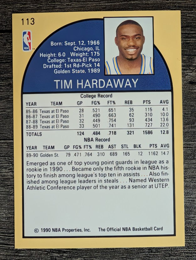 1990-91 Hoops #113 Tim Hardaway RC