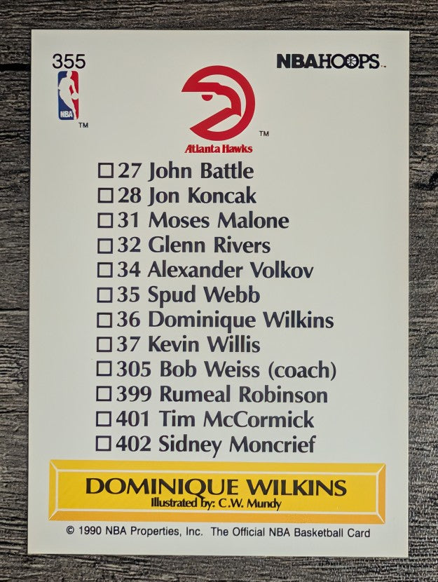 1990-91 Hoops #355 Dominique Wilkins TC