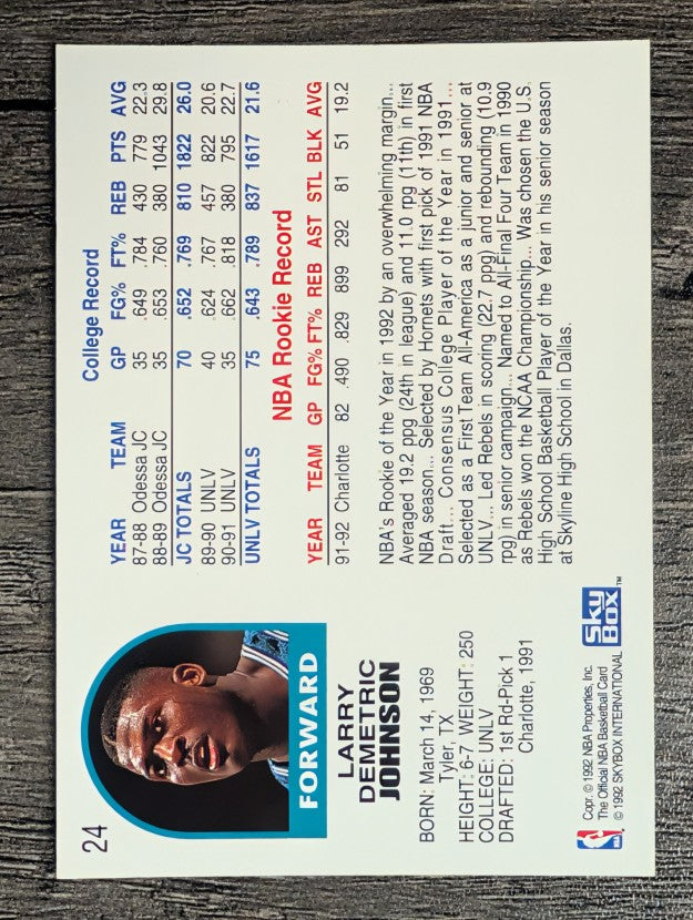 1992-93 Hoops #24 Larry Johnson