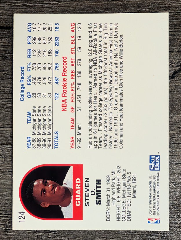 1992-93 Hoops #124 Steve Smith