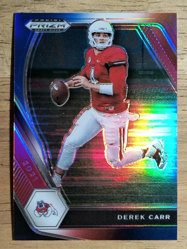 2021 Panini Prizm Draft Picks Prizms Red White and Blue #14 Derek Carr