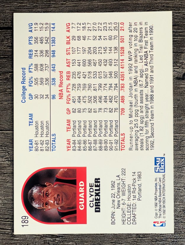 1992-93 Hoops #189 Clyde Drexler